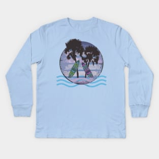 Palm trees with surfboards Kids Long Sleeve T-Shirt